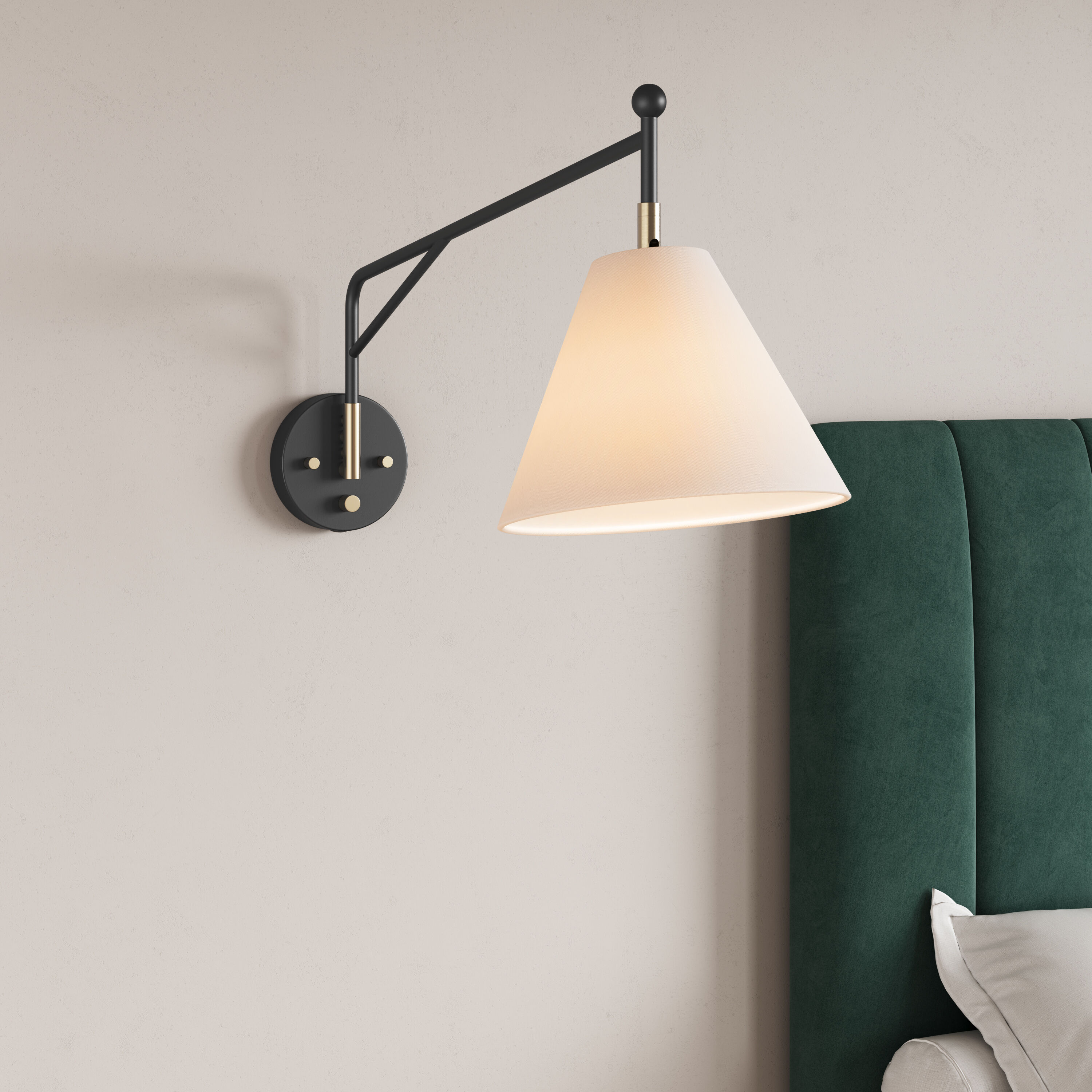 Elane 27.5 inch 60 watt Matte Black/Vintage Brass Swing Arm Sconce Wall Light